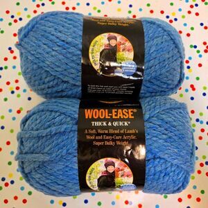 Lion Brand Wool-Ease Thick & Quick Yarn in SKY BLUE 6oz Ea